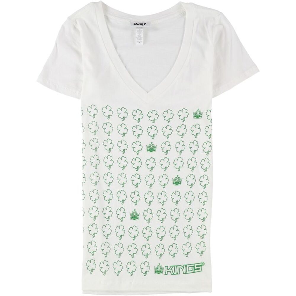 Rinky Womens LA Kings Shamrock Graphic T-Shirt, White, M, DM
